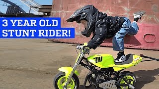 3 Year Old Motorcycle Stunt Rider [upl. by Calendra]