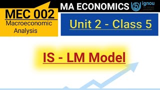 MEC 002  Unit 2 class 5  IS  LM Model  Simultaneously equilibrium in real and monetary sector [upl. by Delfine]