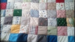 patchworkdecke nähen  how to sew a patchwork blanket patchworkdecke aus stoffresten nähen [upl. by Arada528]