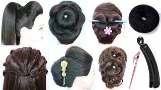 6 Simple amp elegant hairstyles for party weddings gown lehnga  new hair style tricks [upl. by Strepphon335]