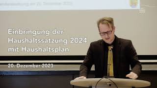 Haushaltsrede 2024 von Alexander Kern Leiter der Stadtkämmerei [upl. by Waldon]