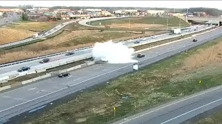 Watch as truck blasts into concrete barrier  youll be surprisedusa police [upl. by Sahc528]