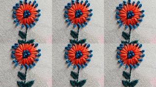 Beautiful flower embroidery 🪡 simple amp easy flower hand embroidery tutorial [upl. by Nnayt]