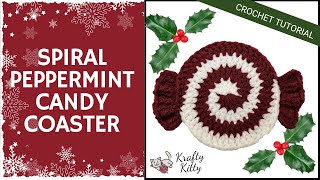 HOW TO CROCHET PEPPERMINT SWIRL COASTERS  CROCHET COASTER  CROCHET SPIRAL  EASY CROCHET TUTORIAL [upl. by Barnett22]