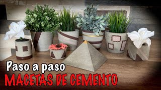 Como hacer MACETERO de cemento en casa 🌹🏺Pintadas a manoCement flower pots TUTORIAL [upl. by Eskil]