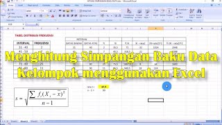 Cara Mudah Mencari Simpangan Baku Data Tabel Distribusi Frekuensi dgn MS Excel [upl. by Nylssej]