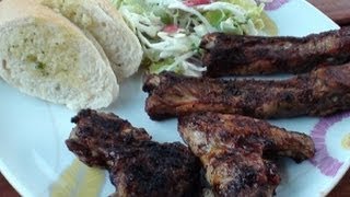 Costine e ali di pollo alla griglia BBQ ribs and chicken wings [upl. by Adnauqaj853]