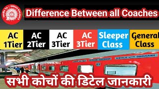 AC 1 AC 2 AC 3 TIER SLEEPER AND GENERAL COACHES की सम्पूर्ण जानकारी INDIANRAILWAY [upl. by Enyamert]