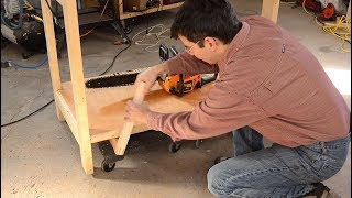 Workbench that levers up onto dollies for easy moving [upl. by Ameh705]