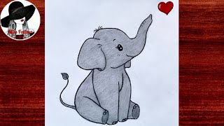 Easy Elephant Drawing  How to draw Elephant easy step by step [upl. by Ahsenik]