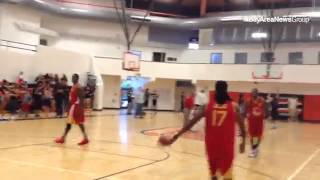 49ers Aldon Smith Brandon Lloyd Perrish Cox amp Chuck Jacobs warm up for charity hoops vs Raiders i [upl. by Thorr]