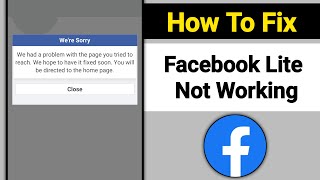 Fix Facebook Lite Not Working Problem  Facebook Lite Were Sorry We had a problem with the page [upl. by Ursulette341]