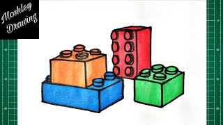 How to Draw Lego Bricks Step by Step [upl. by Orferd]