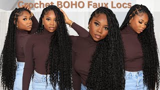 BOHO FAUX LOCS INDIVIDUAL CROCHET METHOD W Human Hair  QUICKER AND EASIER  YWIGS [upl. by Ayouqes]