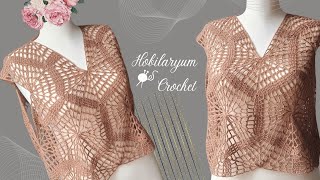 İşte Bitiriyoruz  Sabırsızlıkla Beklenen Üçgen Motifli Süveter  Here We Finish  Crochet Triangle [upl. by Salohci407]