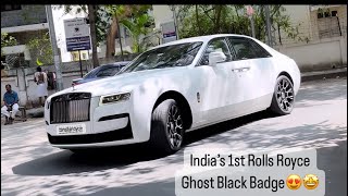 India’s 1st Rolls Royce Ghost Black Badge at Chennai’s Road 🤩 RollsRoyceCars [upl. by Cioban732]