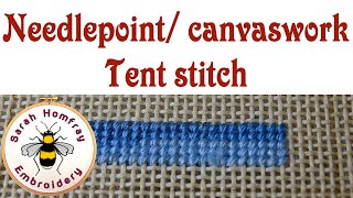 How to do TENT STITCH in needlepoint  canvaswork  cross stitch embroidery [upl. by Ah766]