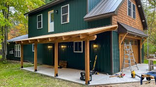 Timber Style Porch Roof Build  part 1 Framing [upl. by Ardnalak]