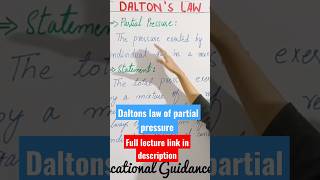 Daltons Law Of Partial Pressure shorts youtubeshorts science [upl. by Adnarb]