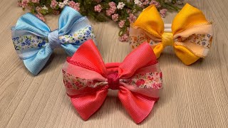 VERY BEAUTIFUL HAIR BOW FROM RIBBON WITH ELASTIC BANDS [upl. by Ellehcrad]