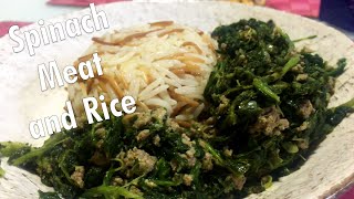 Spinach Meat and Rice سبانغ، لحم ورز  Our Cooking Ideas [upl. by Major]