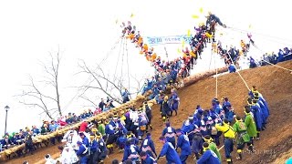 2016年 信州 諏訪の御柱大祭3 上社前宮四之御柱御柱祭 山出し 三日目（木落し）4K映像 Onbashira Festival [upl. by Zeuqram]