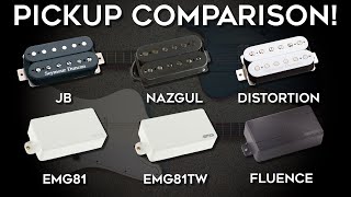 Pickup Comparison Duncan JB Nazgul Distortion EMG8181tw amp Fishman Fluence Modern [upl. by Aerdnaed]