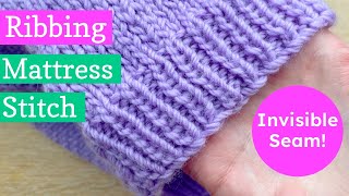 How to Invisible Seam Ribbing Knitting with Mattress Stitch 5 Mins [upl. by Greenwell]