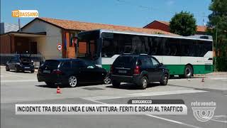 TG BASSANO 18062018  INCIDENTE TRA BUS DI LINEA E UNA VETTURA FERITI E DISAGI AL TRAFFICO [upl. by Anair]