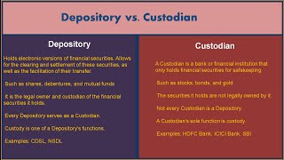 6  Depository Vs Custodian  Stock Market [upl. by Lrem]