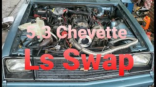 Chevette gets an engine swap Ls Chevette [upl. by Ahsinac]