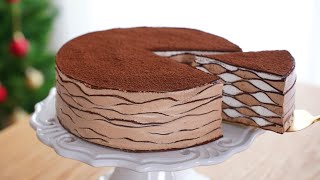 NoOven  새해에는 아름답고 맛있는 초코 케이크 만들어요 🍫 Chocolate Crepe Cake  Cup measure [upl. by Derian408]