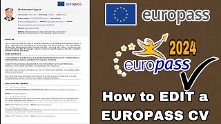 The Best Way to Edit Your Europass CV  StepbyStep Tutorial for Editing Europass CV [upl. by Bilek]