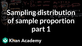 Sampling distribution of sample proportion part 1  AP Statistics  Khan Academy [upl. by Nidia103]