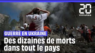 Guerre en Ukraine  Des frappes russes massives dans tout le pays font des dizaines de morts [upl. by Yeruoc566]