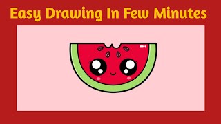 How to Draw A Watermelon Slice Step by Step  Drawing for Kids Easy  Draw and Color [upl. by Diena527]