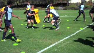 Rugby IQ  V Tackle Drill [upl. by Nosnej]