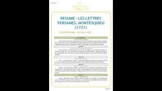 cours sur les lettres persanes Montesquieu [upl. by Ahsaekal]