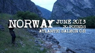 Atlantic salmon 20 pounds fly fishing in Norway [upl. by Lippold]