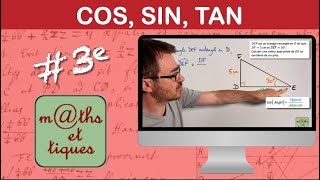 Calculer une longueur à laide de cosinus sinus ou tangente 1  Troisième [upl. by Karylin]