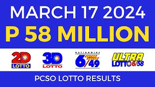 Lotto Result March 17 2024 9pm PCSO [upl. by Ahsinal936]