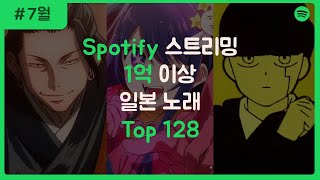 JPOP 스포티파이 일본 노래 스트리밍 순위 TOP 128 1억 이상 [upl. by Blanca]