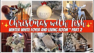 CHRISTMAS DECORATE WITH ME 2024  CHRISTMAS WINTER WHITE LIVING ROOM [upl. by Vona]