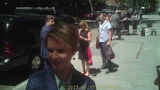 cynthia nixon star of sex and the city signing autographs in nyc [upl. by Hunfredo]