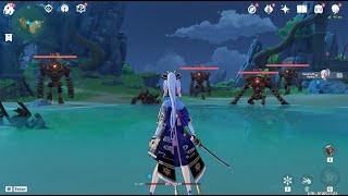 Solo C0 Ayaka 69 HP vs 4 Ruin Guards  Genshin Impact [upl. by Nirak929]