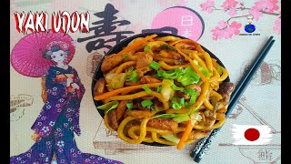 Yaki Udon de Pollo con Salsa Yakisoba Casera  Receta Japonesa [upl. by Marva202]