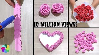 2 Amazing Trick For Easy Rose Flower Making DIY Wall Hanging Time saving Hack Valentines Day Gift [upl. by Aihsiym]