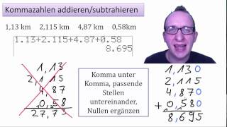 Kommazahlen addierensubtrahieren [upl. by Yuh]