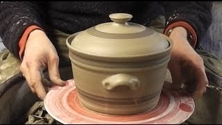 How to throw  make a Pottery Casserole amp lid on the wheel [upl. by Deegan464]