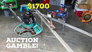 Auction GAMBLE on concrete power trowel and 2 power screeds [upl. by Woodie317]